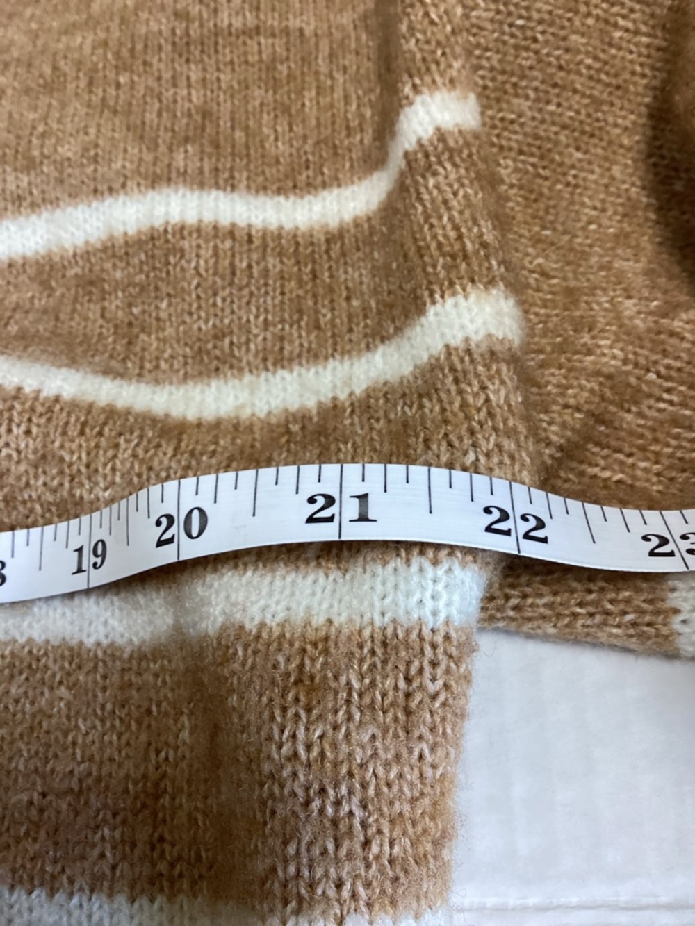 Designer $89 JASON WU Wool Classic Crewneck Americana Striped Sweater Camel - Picture 8 of 11